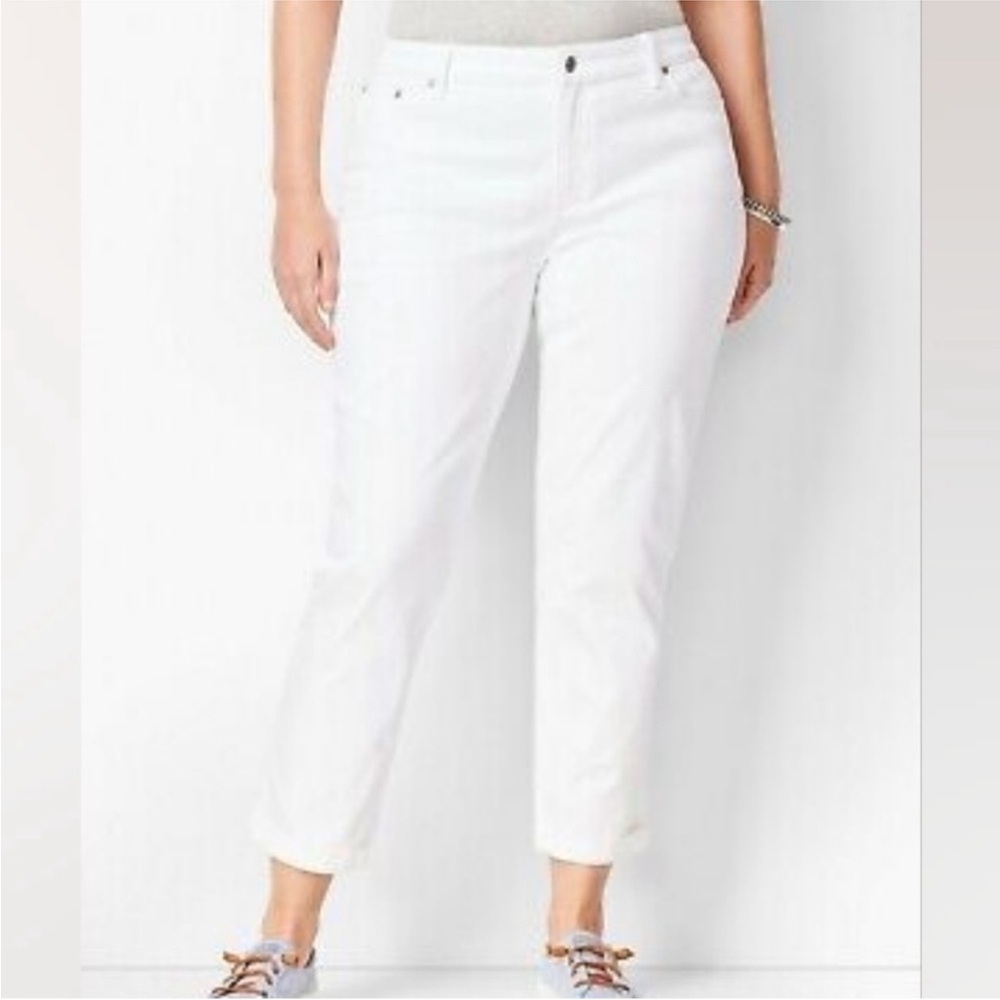 NEW Talbots Flawless Girlfriend Straight Leg Jeans White Ankle Plus Size 22W